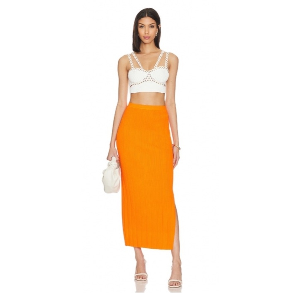 FRAME Mixed Rib Cutout Skirt.